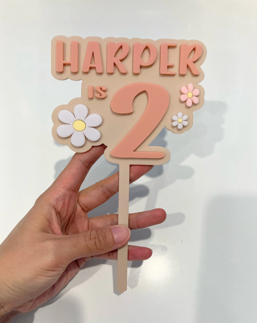 You are TWO birthday topper - Floral