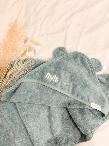 Personalised Baby Hooded Towel with Bear Ears - 100% Organic Cotton
