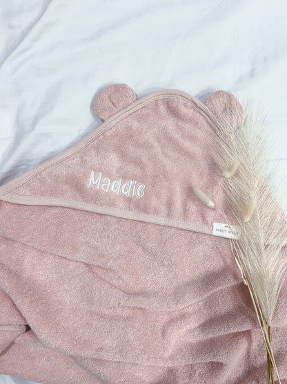 Personalised Baby Hooded Towel with Bear Ears - 100% Organic Cotton