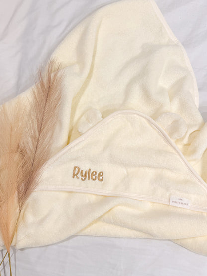 Personalised Baby Hooded Towel with Bear Ears - 100% Organic Cotton