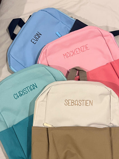Personalised Toddler Canvas Adventure Backpack - Embroidered Name Daycare Bag