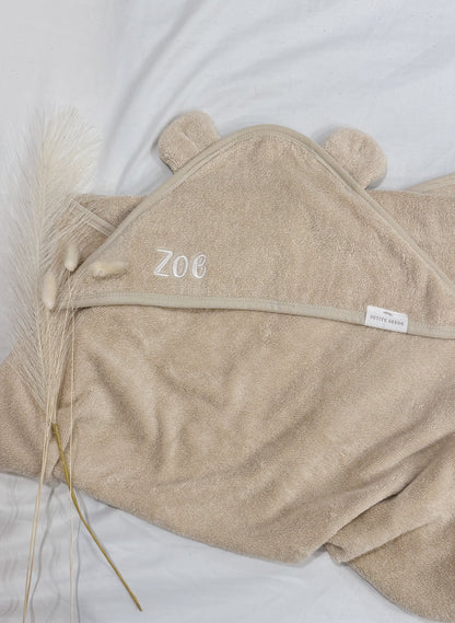 Personalised Baby Hooded Towel with Bear Ears - 100% Organic Cotton
