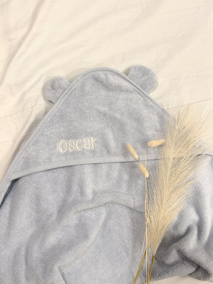 Personalised Baby Hooded Towel with Bear Ears - 100% Organic Cotton