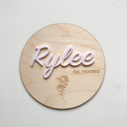 Personalised Newborn Welcome Disc - Birth Flower & Name Announcement Keepsake