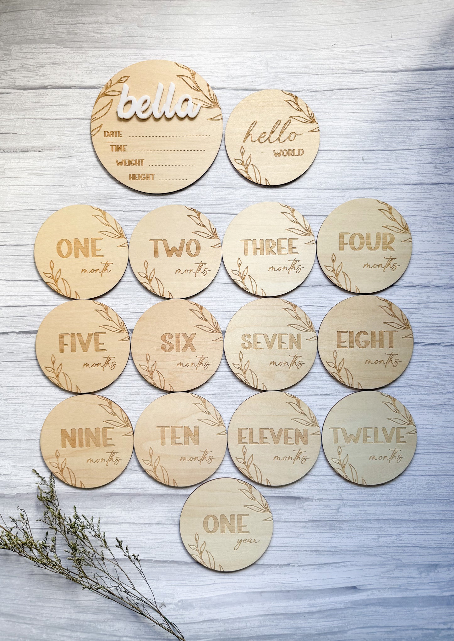 Baby Wooden Milestone Discs | Photo Props | Newborn