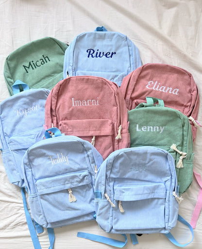 Personalised Corduroy Kids Backpack - Embroidered Name Daycare Bag