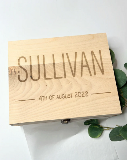 Personalised Organic Cotton Knitted Blanket in Wooden Keepsake Box - Luxury Newborn Gift