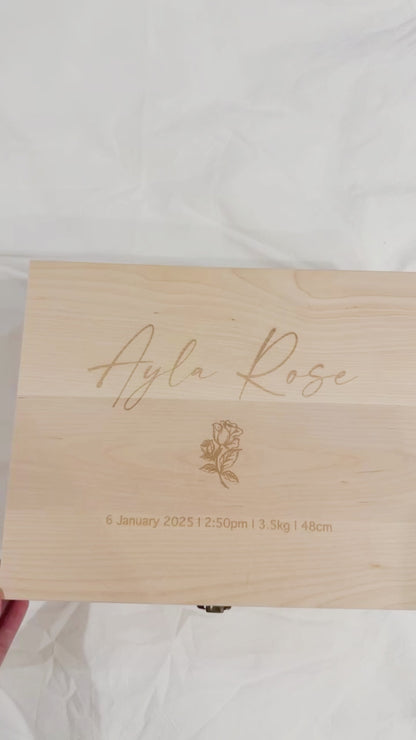 Little Splash Newborn Gift Box - Personalised Hooded Towel & Wooden Keepsake Box Set